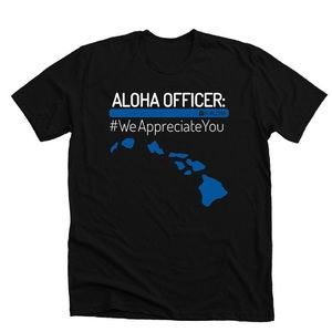 ALOHA OFFICER Unisex Poly/Cotton Black T-Shirt